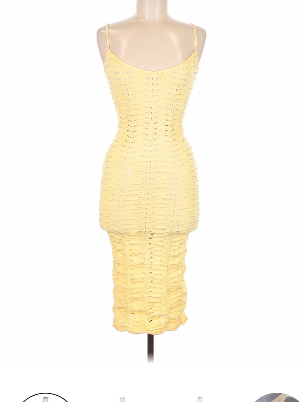 Bebe Yellow Spaghetti Strap cutout Dress (runs small)